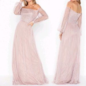 Maya Bardot Bishop Sleeve Pink Maxi Dress